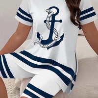 Completo Ancora Blu 2 pezzi in cotone elastico 💎